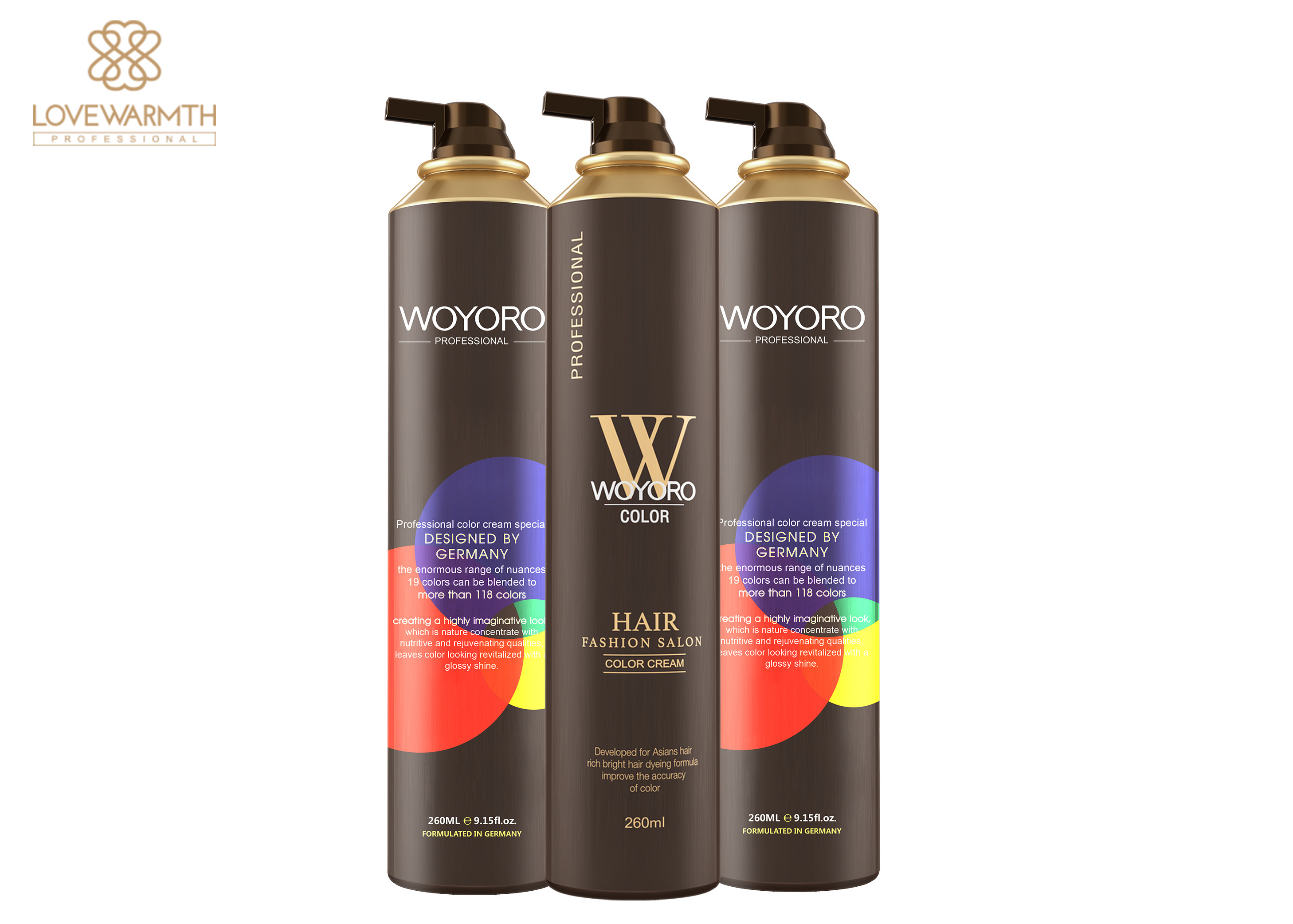 Depósito de gasolina libre 260ML de Woyoro del pelo del color del amoníaco profesional de la crema para el salón