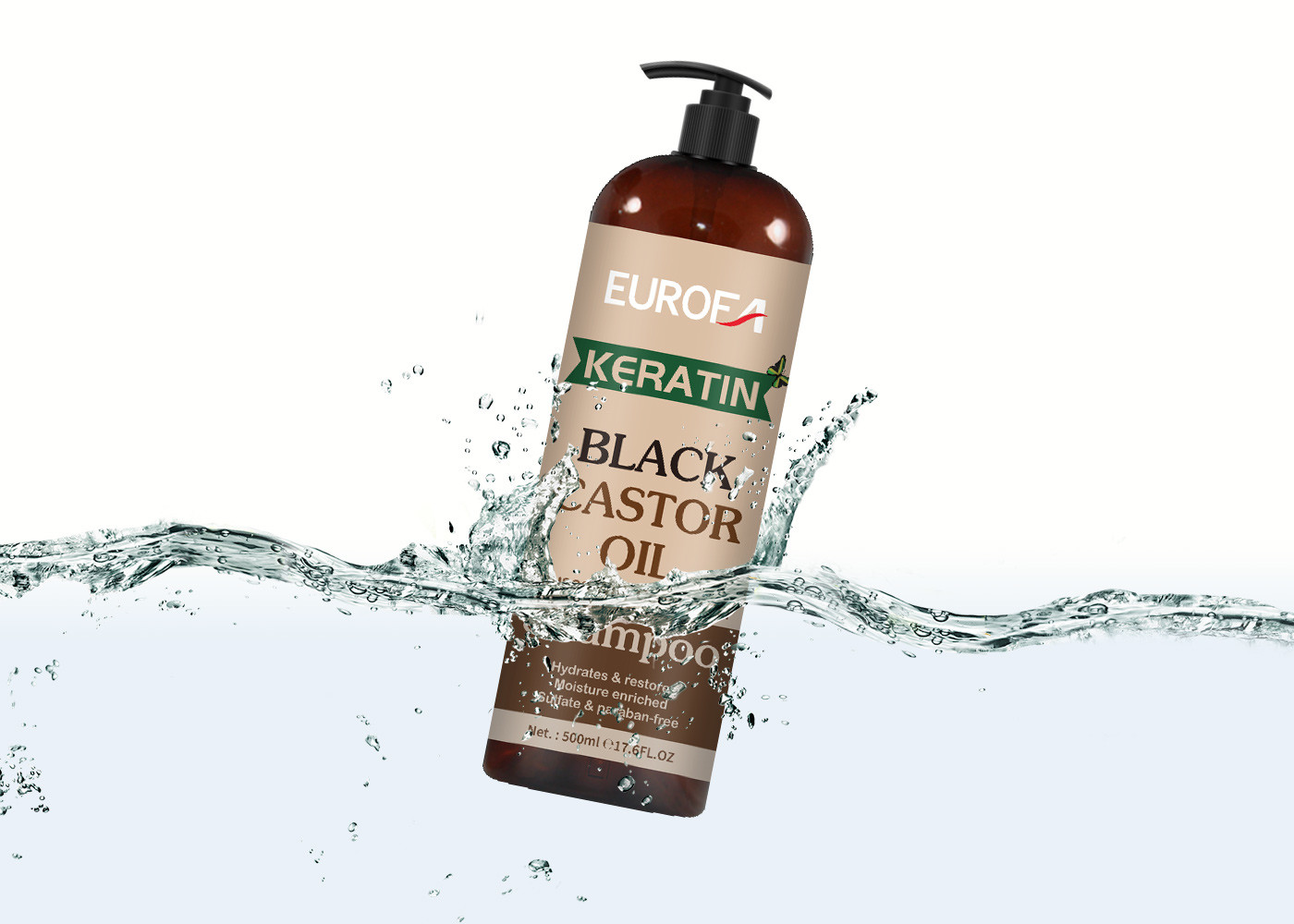 Champú negro del aceite de ricino para el champú natural de la fragancia del cabello seco fino y